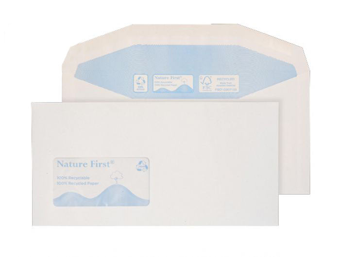 114 x 229mm Tryfan Recycled White Window Gummed Wallet R3706