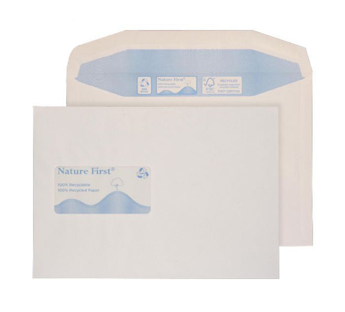 162 x 229mm C5 Tryfan Recycled White Window Gummed Wallet R3716